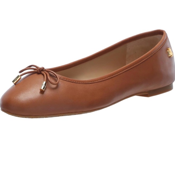 Ralph Lauren Jayna Brown Leather Flats - Picture 2 of 7
